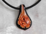 Glass Necklace Style 3 Orange 4mm Leather Cord